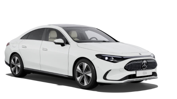 White Mercedes Benz CLA Electric Sport edition trim