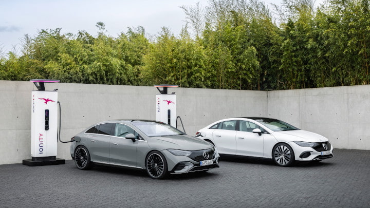 Duo of Mercedes-Benz EQE Charging
