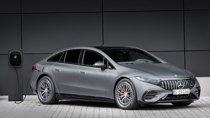 Silver Mercedes-AMG EQS Saloon Charging