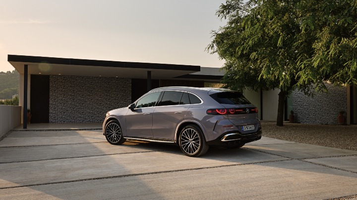 Grey Mercedes GLC Electric static modern house