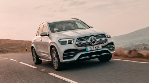 White Mercedes-Benz GLE Driving