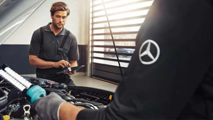 technician, servicing mercedes-benz