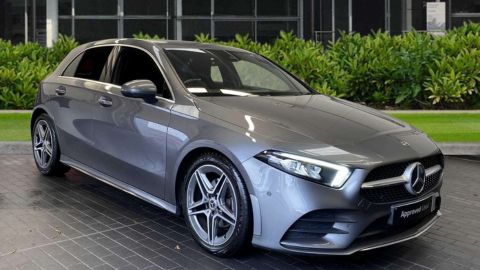 Mercedes-Benz A-Class AMG Line parked in front of a dealership