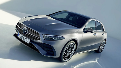 Mercedes-Benz A-Class parked on a grey background