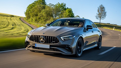 Grey Mercedes-AMG CLS Driving