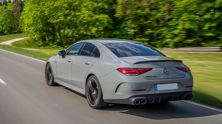 Grey Mercedes-AMG CLS Rear Driving