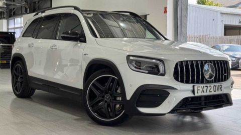 White Mercedes-Benz GLB parked in a garage