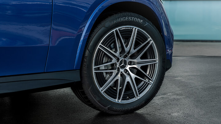 Blue Mercedes-AMG GLC SUV Silver Alloy Wheels