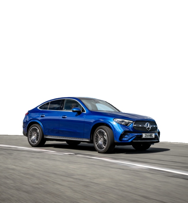 Blue Mercedes-Benz GLC Coupe Exterior Front Driving