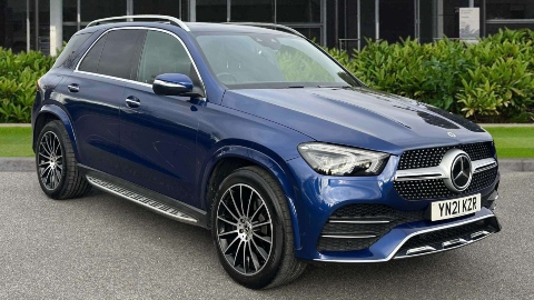 Blue Mercedes-Benz GLE AMG Line Premium Plus Exterior Front Static