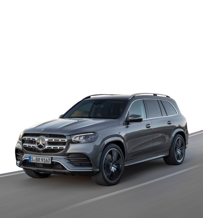 Grey Mercedes-Benz GLS Exterior Front Driving