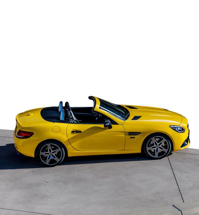 Yellow Mercedes-Benz SLC Exterior Side Static