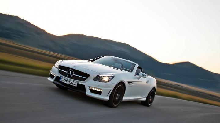 White Mercedes-Benz SLK Exterior Front Driving