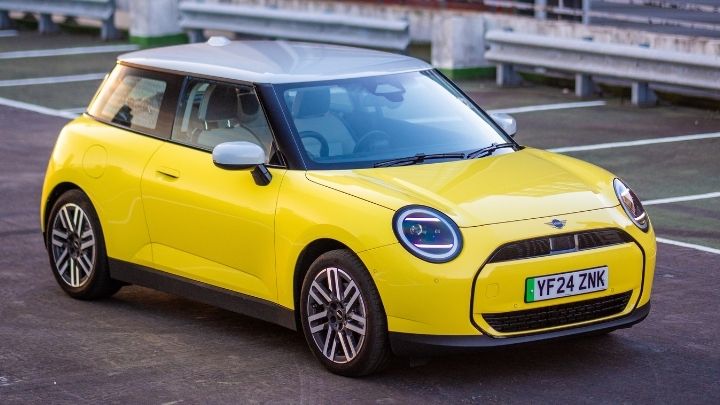 Yellow MINI parked in a car park