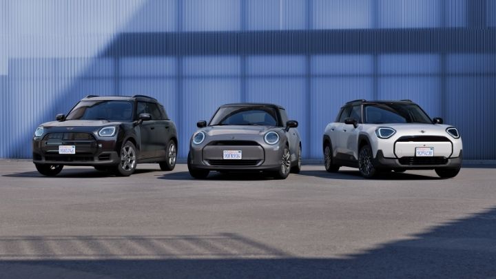 Fleet of MINI cars ranging from black to white