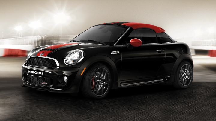 MINI Coupe in black and red.