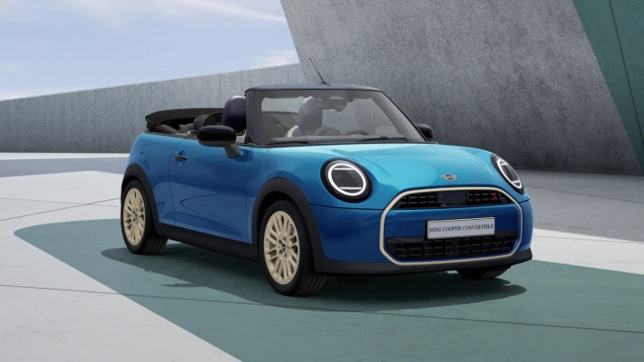 Blue MINI Cooper Convertible Exterior Front Static