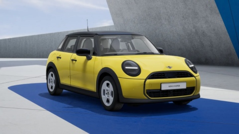 Yellow MINI Cooper 5-Door Exterior Front Static