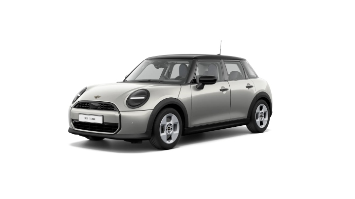 Silver MINI Cooper 5-Door Classic Exterior Front in Studio