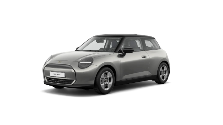 Silver MINI Cooper Electric Classic Exterior Front in Studio