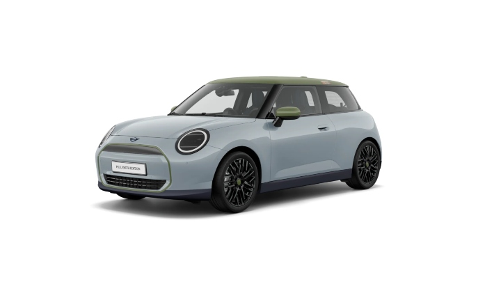 Grey MINI Cooper Electric Paul Smith Exterior Front in Studio