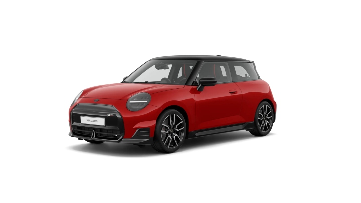 Red MINI Cooper Electric Sport Exterior Front in Studio