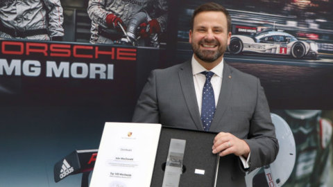 John Macdonald receiving Porsche Sutton Coldfield Award