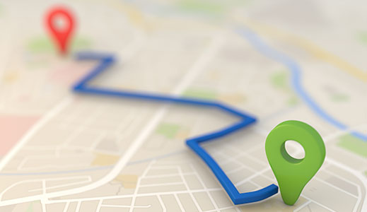 Map with pinned locations.