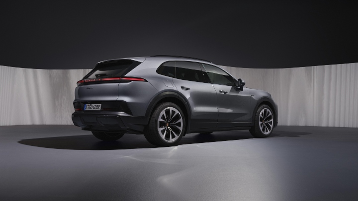 Porsche Cayenne Electric grey side rear studio background