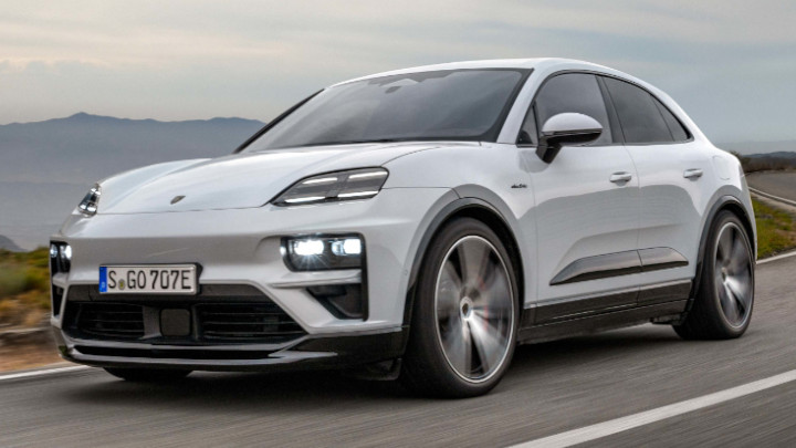 Porsche Macan Electric Front Side View Driving
