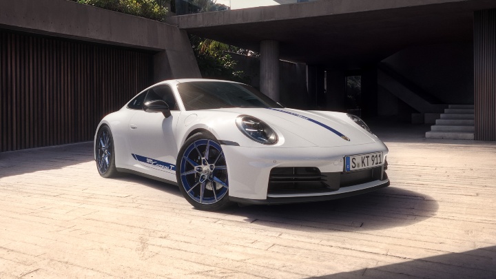 Porsche 911 Carrera T White with Blue stripes