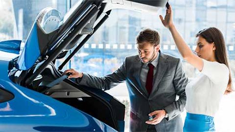 Dealership Salesman Conducting a Vehicle Viewing