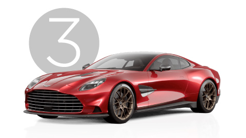 Red Aston Martin Vanquish Exterior Front in Studio with Step 3 Background