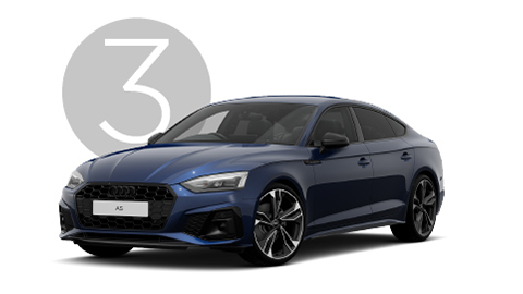 Blue Audi A5 Exterior in Studio with Step 3 Background