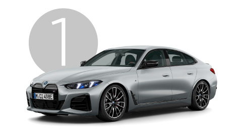 Silver BMW i4 Exterior in Studio with Step 1 Background