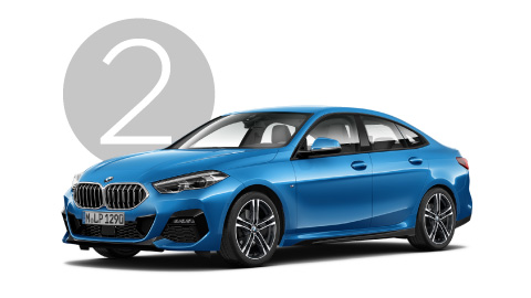 Blue BMW 2 Series Exterior in Studio with Step 1 Background