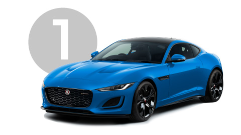 Blue Jaguar F-Type Exterior in Studio with Step 1 Background