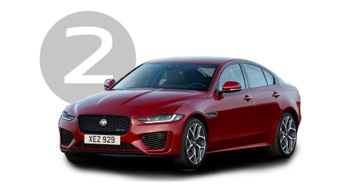 Red Jaguar Exterior in Studio with Step 2 Background