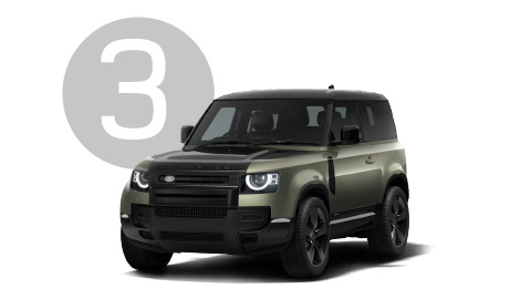 Green Land Rover Defender Exterior in Studio with Step 3 Background