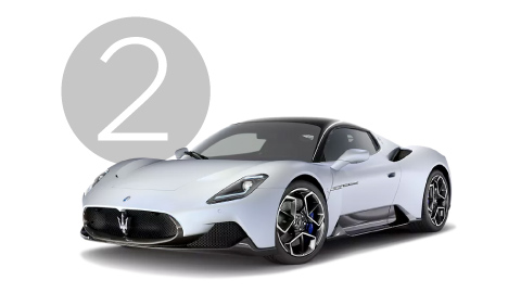 Silver Maserati MC20 Exterior in Studio with Step 2 Background