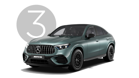 Green Mercedes-Benz GLA Exterior in Studio with Step 3 Background