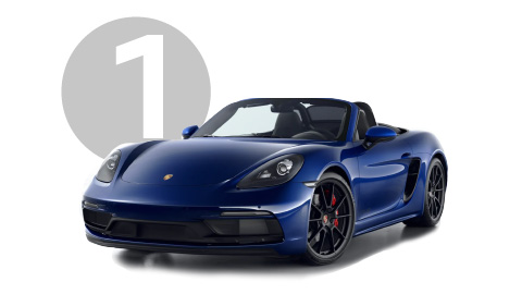 Blue Porsche 718 Spyder Exterior Front with Step 1 Background