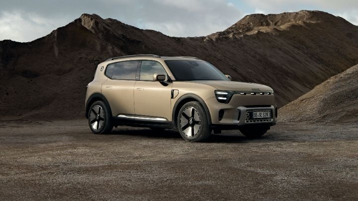 smart #5 parked in front of piles of sand