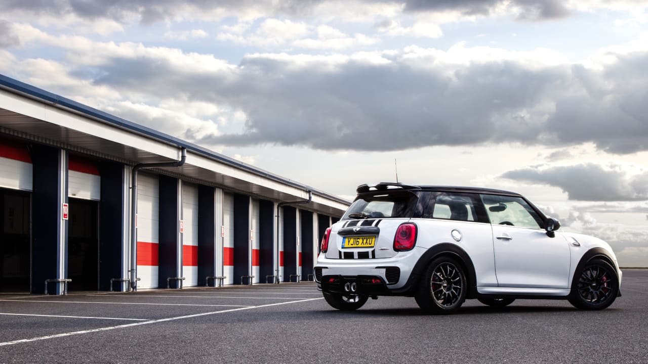 White MINI JCW Challenge Rear Static