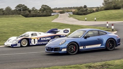 Blue Porsche 911 on track