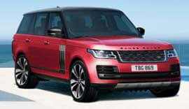 Red Range Rover parked.