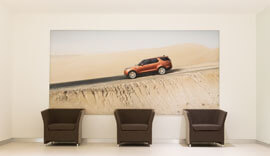 Inside Jaguar Land Rover showroom in Cardiff.