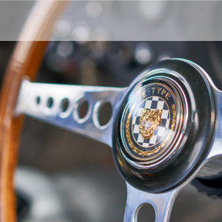 Jaguar lightweight E-Type steering wheel.