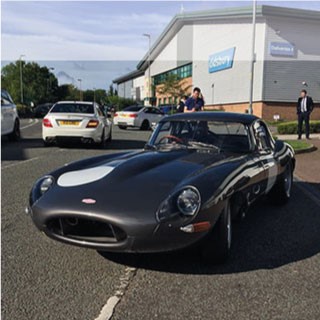 Jaguar Lightweight E-Type parked at Car Cafe Wilmslow.